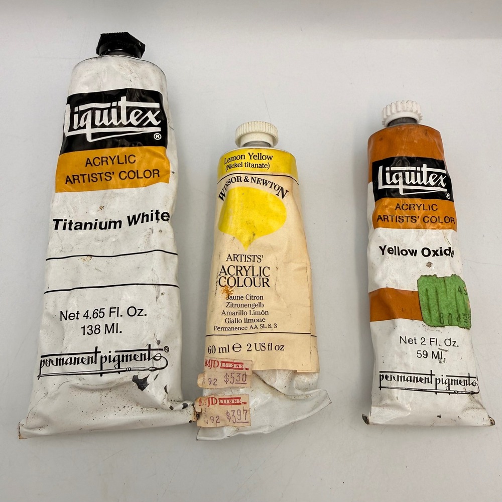 Liquitex Winsor & Newton Acrylic Artist Color Paint Lot Titanium White Yellow